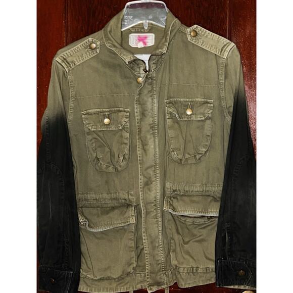 CURRENT ELLIOTT ARMY GREEN & BLACK ROOMY UTILITY JACKET SIZE 1 / S / SMALL - Picture 1 of 4